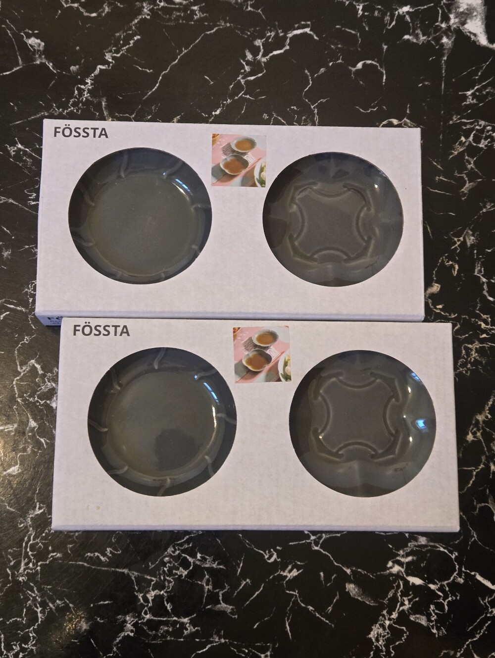 Retired FOSSTA Grey Glass Coaster Set - 2 Pack